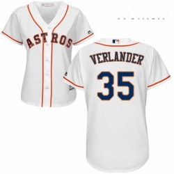 Womens Majestic Houston Astros 35 Justin Verlander Replica White Home Cool Base MLB Jersey 