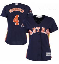 Womens Majestic Houston Astros 4 George Springer Authentic Navy Blue Alternate 2017 World Series Champions Cool Base MLB Jersey