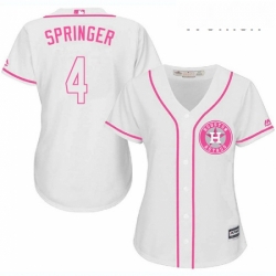 Womens Majestic Houston Astros 4 George Springer Authentic White Fashion Cool Base MLB Jersey