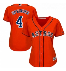 Womens Majestic Houston Astros 4 George Springer Replica Orange Alternate Cool Base MLB Jersey