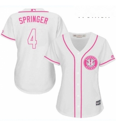 Womens Majestic Houston Astros 4 George Springer Replica White Fashion Cool Base MLB Jersey