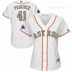Womens Majestic Houston Astros 41 Brad Peacock Authentic White 2018 Gold Program Cool Base MLB Jersey 
