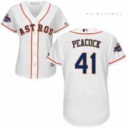 Womens Majestic Houston Astros 41 Brad Peacock Authentic White Home 2017 World Series Champions Cool Base MLB Jersey 