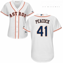Womens Majestic Houston Astros 41 Brad Peacock Authentic White Home Cool Base MLB Jersey 