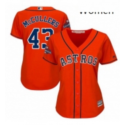 Womens Majestic Houston Astros 43 Lance McCullers Authentic Orange Alternate 2017 World Series Champions Cool Base MLB Jersey