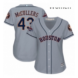 Womens Majestic Houston Astros 43 Lance McCullers Replica Grey Road 2017 World Series Champions Cool Base MLB Jersey