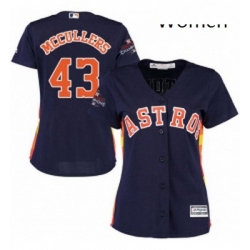 Womens Majestic Houston Astros 43 Lance McCullers Replica Navy Blue Alternate 2017 World Series Champions Cool Base MLB Jersey