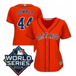 Womens Majestic Houston Astros 44 Roy Oswalt Orange Alternate Cool Base Sitched 2019 World Series Patch Jersey