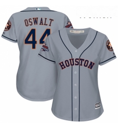 Womens Majestic Houston Astros 44 Roy Oswalt Replica Grey Road 2017 World Series Champions Cool Base MLB Jersey
