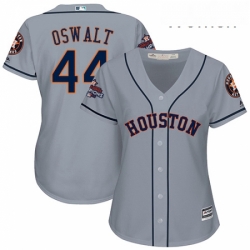 Womens Majestic Houston Astros 44 Roy Oswalt Replica Grey Road 2017 World Series Champions Cool Base MLB Jersey