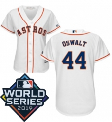 Womens Majestic Houston Astros 44 Roy Oswalt White Home Cool Base Sitched 2019 World Series Patch Jersey