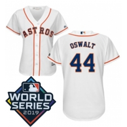 Womens Majestic Houston Astros 44 Roy Oswalt White Home Cool Base Sitched 2019 World Series Patch Jersey