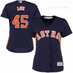 Womens Majestic Houston Astros 45 Carlos Lee Authentic Navy Blue Alternate Cool Base MLB Jersey