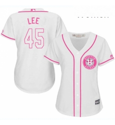 Womens Majestic Houston Astros 45 Carlos Lee Authentic White Fashion Cool Base MLB Jersey