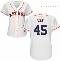 Womens Majestic Houston Astros 45 Carlos Lee Authentic White Home Cool Base MLB Jersey