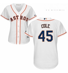 Womens Majestic Houston Astros 45 Gerrit Cole Authentic White Home Cool Base MLB Jersey 