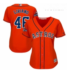 Womens Majestic Houston Astros 46 Francisco Liriano Authentic Orange Alternate 2017 World Series Champions Cool Base MLB Jersey 