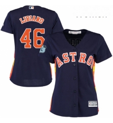 Womens Majestic Houston Astros 46 Francisco Liriano Replica Navy Blue Alternate Cool Base MLB Jersey 