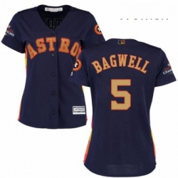 Womens Majestic Houston Astros 5 Jeff Bagwell Authentic Navy Blue Alternate 2018 Gold Program Cool Base MLB Jersey