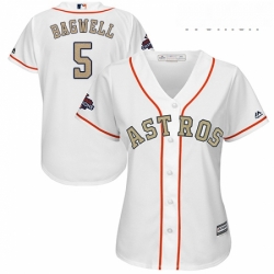 Womens Majestic Houston Astros 5 Jeff Bagwell Authentic White 2018 Gold Program Cool Base MLB Jersey
