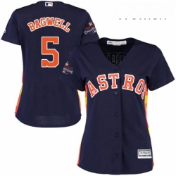 Womens Majestic Houston Astros 5 Jeff Bagwell Replica Navy Blue Alternate 2017 World Series Champions Cool Base MLB Jersey