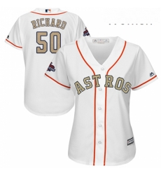 Womens Majestic Houston Astros 50 JR Richard Authentic White 2018 Gold Program Cool Base MLB Jersey