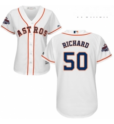 Womens Majestic Houston Astros 50 JR Richard Authentic White Home 2017 World Series Champions Cool Base MLB Jersey