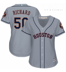 Womens Majestic Houston Astros 50 JR Richard Replica Grey Road Cool Base MLB Jersey