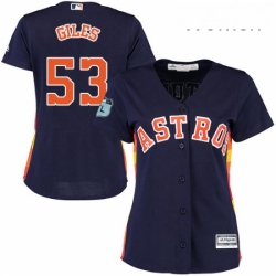 Womens Majestic Houston Astros 53 Ken Giles Authentic Navy Blue Alternate Cool Base MLB Jersey 