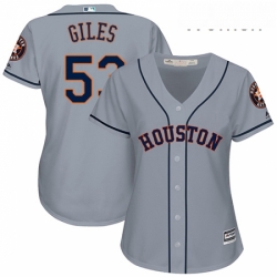Womens Majestic Houston Astros 53 Ken Giles Replica Grey Road Cool Base MLB Jersey 