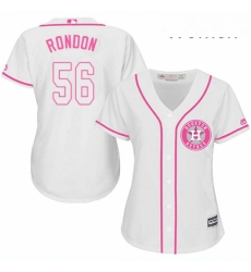 Womens Majestic Houston Astros 56 Hector Rondon Replica White Fashion Cool Base MLB Jersey 