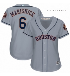 Womens Majestic Houston Astros 6 Jake Marisnick Authentic Grey Road Cool Base MLB Jersey 