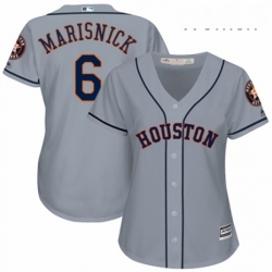 Womens Majestic Houston Astros 6 Jake Marisnick Authentic Grey Road Cool Base MLB Jersey 