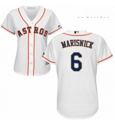 Womens Majestic Houston Astros 6 Jake Marisnick Authentic White Home Cool Base MLB Jersey 