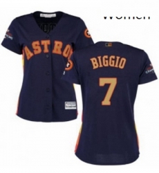 Womens Majestic Houston Astros 7 Craig Biggio Authentic Navy Blue Alternate 2018 Gold Program Cool Base MLB Jersey