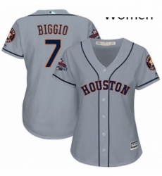 Womens Majestic Houston Astros 7 Craig Biggio Replica Grey Road 2017 World Series Champions Cool Base MLB Jersey