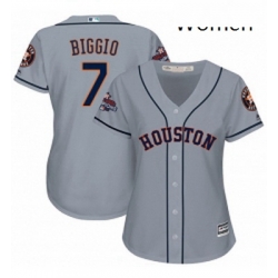 Womens Majestic Houston Astros 7 Craig Biggio Replica Grey Road 2017 World Series Champions Cool Base MLB Jersey