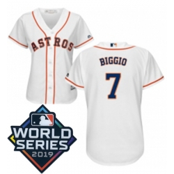 Womens Majestic Houston Astros 7 Craig Biggio White Home Cool Base Sitched 2019 World Series Patch Jersey