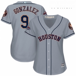 Womens Majestic Houston Astros 9 Marwin Gonzalez Authentic Grey Road 2017 World Series Champions Cool Base MLB Jersey 