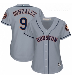 Womens Majestic Houston Astros 9 Marwin Gonzalez Authentic Grey Road Cool Base MLB Jersey 