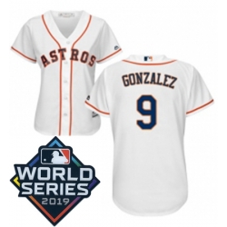 Womens Majestic Houston Astros 9 Marwin Gonzalez White Home Cool Base Sitched 2019 World Series Patch jersey