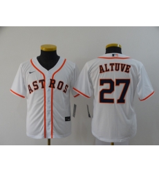 Youth Astros 27 Jose Altuve White Youth 2020 Nike Cool Base Jersey