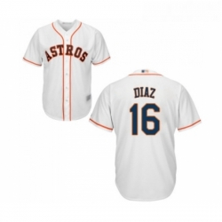Youth Houston Astros 16 Aledmys Diaz Authentic White Home Cool Base Baseball Jersey 
