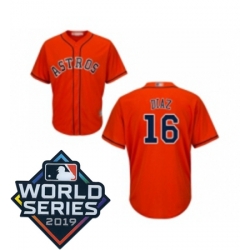 Youth Houston Astros 16 Aledmys Diaz Orange Alternate Cool Base Baseball jersey