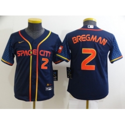 Youth Houston Astros 2 Alex Bregman 2022 Navy City Connect Stitched Jersey