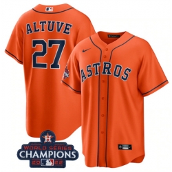 Youth Houston Astros 27 Jose Altuve Orange 2022 World Series Champions Stitched BaseballJersey