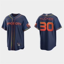Youth Houston Astros 30 Kyle Tucker 2022 Navy City Connect Stitched Jersey