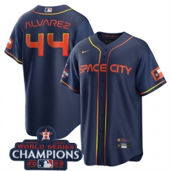 Youth Houston Astros 44 Yordan Alvarez Navy 2022 World Series Champions City Connect Stitched BaseballJersey