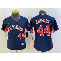 Youth Houston Astros 44 Yordan Alvarez Navy With Patch Cool Base Stitched Jersey