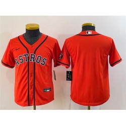 Youth Houston Astros Blank Orange With Patch Cool Base Stitched Jersey